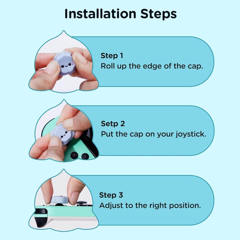 Jemdo Thumb Grips Compatible with Nintendo Switch 2 (2025) – 4pcs Blue Shark Design Silicone Joystick Caps, Comfortable Controller Stick Gifts for Kids & Gamers - Image 3